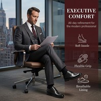 Chaussures Derby pour hommes en cuir de veau véritable noir, personnalisées avec logo OEM, fabrication directe d'usine, confortables et durables, pour affaires.