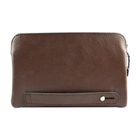 Echte lederen portemonnee met vingerafdrukslot, luxe herenhandtas, zwarte lederen rits-clutch voor heren