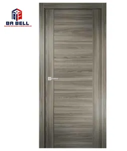คลาสสิกราคาถูกไม้วีเนียร์ไม้ธรรมชาติสีเทาภายในประตูออกแบบ Mdf Wooding ประตูห้องนอน