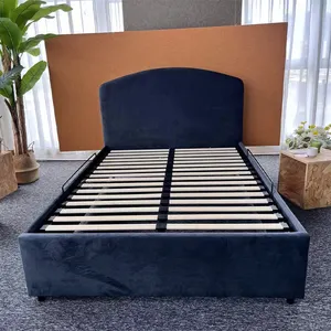 YFY современная мягкая кровать для Хранения Каркас пуфик с бархатным газовым подъемником Под каркасом кровати для хранения