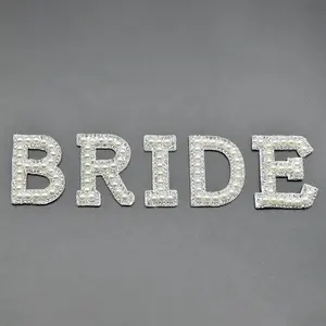 7.5 4.5 3.5 cm 높이 TRIBE MRS 브라이드 패치 DIY 철 자기 접착 알파벳 모조 다이아몬드 모자 진주 편지 패치