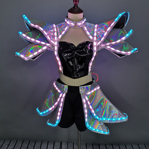 Conjunto de disfraz de actuación de barra de luz blanca Sexy creativa, decoraciones de fiesta coloridas para la escuela y el club para ropa de <span class=keywords><strong>ballet</strong></span> - Product Image 5