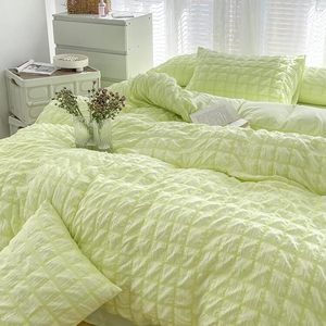 Seersucker Bộ Đồ Giường Bộ 4Pcs Cô Gái Bộ Đồ Giường Bộ Với Fillow shamstextured Comforter Trái Tim Bong Bóng Sợi Ký Túc Xá Bộ Đồ Giường Bộ - Product Image 5