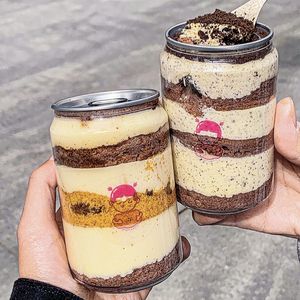 Offre Spéciale – Pot à Gâteau en Plastique Alimentaire Sans BPA 250ml 330ml 500ml pour Boîte PET pour Mousse, Dessert, Gâteau, Crème Glacée - Product Image 1