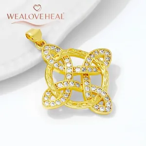 Colgante de Nudo Mágico de Bruja Chapado en Oro de 18K con Circonia, Amuleto de <span class=keywords><strong>Buena</strong></span> <span class=keywords><strong>Suerte</strong></span> <span class=keywords><strong>para</strong></span> Brujería, Amuleto de Protección Wicca <span class=keywords><strong>para</strong></span> Fabricación de Joyas - Product Image 1