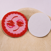 Écusson en chenille personnalisé en forme de cœur, broderie ronde pour serviette, badge avec message personnalisé, applique pour vêtements