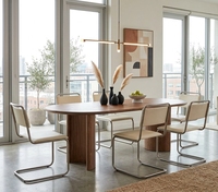 Table à manger ovale en bois minimaliste moderne, base incurvée unique, mobilier de salle à manger en noyer de luxe pour la maison, l'hôtel, le restaurant