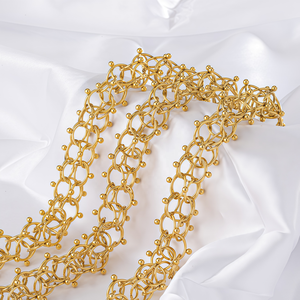 Juego de Joyería Gruesa en Acero Inoxidable Chapado en Oro de 18K con Collar y Pulsera de Cadena Linterna Tejida y Robusta - Product Image 2