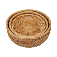 Panier de rangement rond en rotin naturel vintage de haute précision - Écologique, multifonctionnel, pour la cuisine, les fruits, le pain