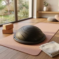 Ballon d'équilibre de yoga et de Pilates en ABS et PVC de 60 cm de diamètre - Conception demi-ballon avec pompe à pied, antidérapant et durable pour les exercices de la zone abdominale