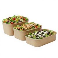 Boîte en papier kraft rectangulaire de qualité alimentaire avec logo personnalisé, vente en gros OEM, 500ml 750ml 1000ml 1100ml, jetable, pour salades et repas à emporter