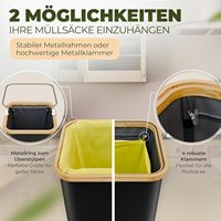 Seau de rangement rectangulaire écologique en bambou avec poche intérieure lavable, capacité de 80 L, couvercle et fermeture éclair au dos pour la maison et le bureau
