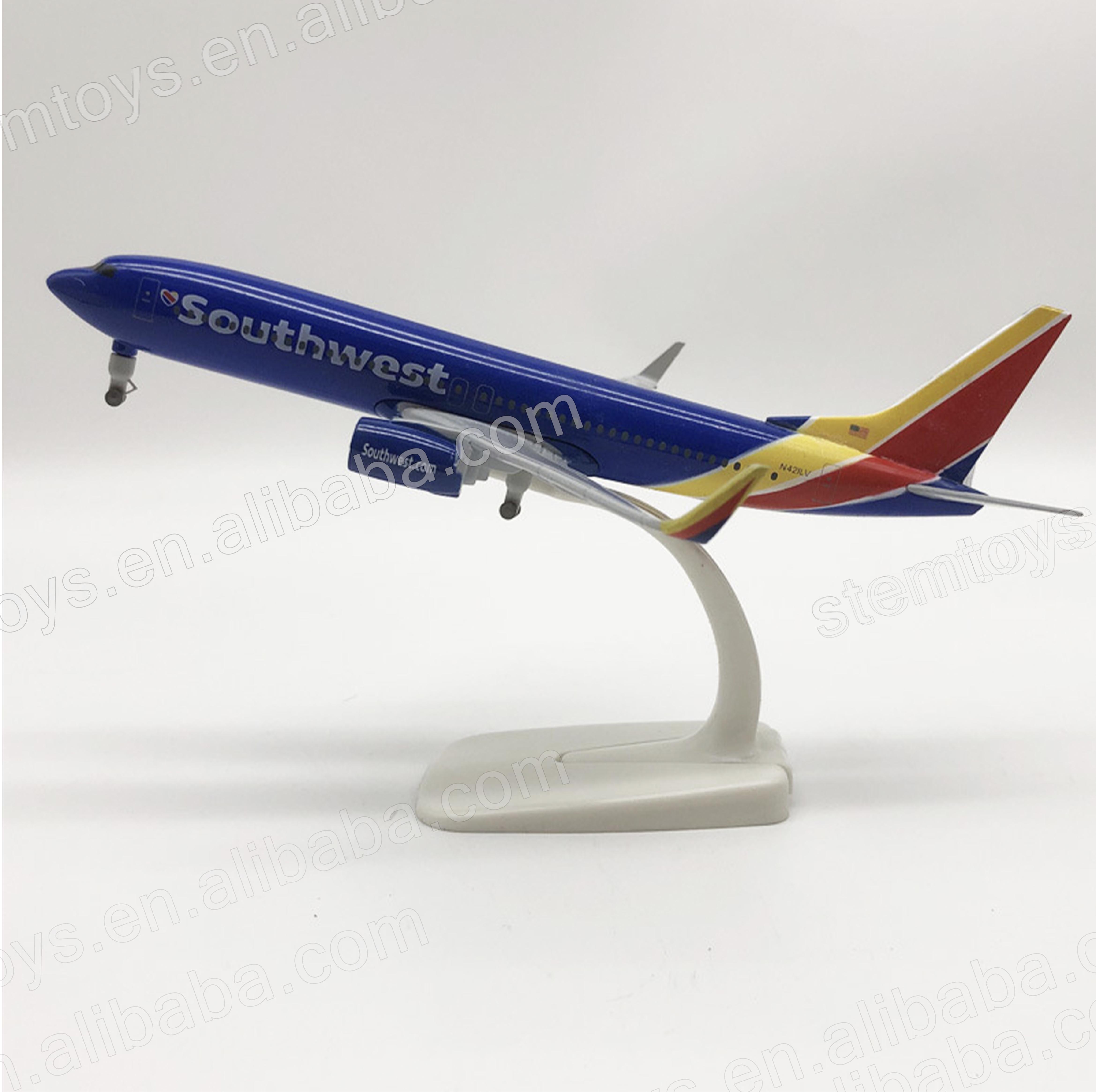 1/300 Model pesawat 20CM Diecast pesawat terbang Amerika West Airlines 737 Model pesawat untuk koleksi & hadiah mainan