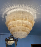 Lustre en verre de Murano de style mid-century, grand luminaire suspendu de luxe pour villa, salon, hall d'hôtel, décoration