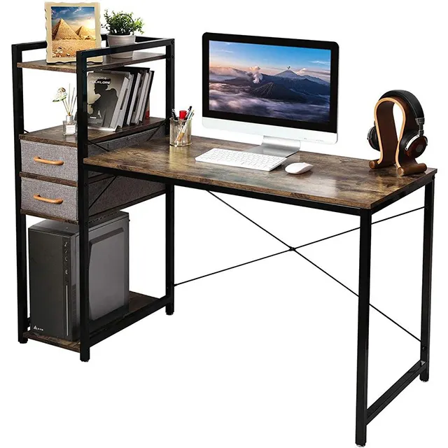 Metal frame side storage rack with storage space home office computer desk