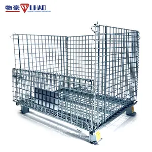 Galvanized Storage Cages Wire Basket Stillage Cage Wire Mesh Containers Warehouse Industrial Mesh Container For PET Preforms
