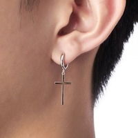 Boucles d'oreilles pendantes croisées style cool en acier inoxydable, Hip Hop Punk, unisexe, mode européenne et américaine, bijoux d'oreille tendance