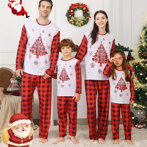 Set Piyama Cetak Bernapas untuk Musim Dingin, Pakaian Rumah Natal untuk Orang Tua dan Anak, Set Keluarga, Leher Bulat, Lengan Panjang - Product Image 6
