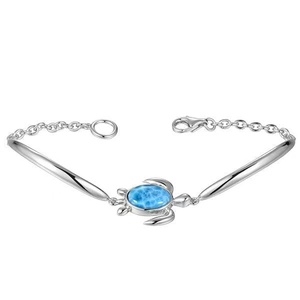 Nuevo Estilo, Pulsera de Plata de Ley 925 con Larimar Azul Natural, Joyería con Diseño de Vida Marina, Pulsera de Larimar con Corte de Pera - Product Image 5