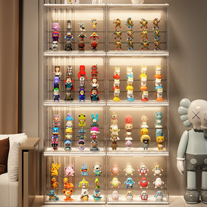 Support de rangement polyvalent avec boîtes transparentes pour jouets, poupées et objets de collection - Product Image 6