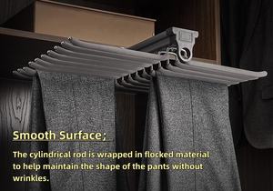 Suave y silencioso deslizamiento 22 brazo extraíble pantalones estante con poleas silenciosas pantalones deslizantes percha barra armario organizadores - Product Image 6