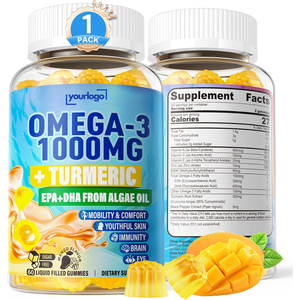 Private Label <span class=keywords><strong>integratore</strong></span> Multi-vitaminico vegano Omega 3 Gummies liquido finito 1000mg di <span class=keywords><strong>vitamina</strong></span> <span class=keywords><strong>A</strong></span> curcuma - Product Image 1