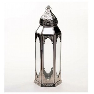 Linterna de vela plateada con forma única de Metal de acero inoxidable Linterna de decoración de iluminación para el hogar de lujo - Product Image 1