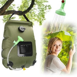 Juego de bolsa de ducha de plástico para acampar al aire libre de 20L, bolsa de agua de baño de recolección de calor Solar portátil para aventuras al aire libre - Product Image 5