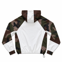 Veste coupe-vent unisexe à capuche, camouflage color block, streetwear, activewear, pull-over, personnalisable OEM ODM, vente en gros, en vrac