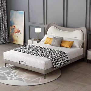 Cama Doble de Lujo Estilo Nórdico, Moderna y Sencilla, Cama King Size de Terciopelo para Niñas, Muebles de Lujo para el Hogar - Product Image 1