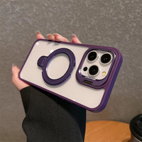 Support double pour objectif d'appareil photo avec protection pour coque de téléphone magnétique transparente pour iPhone 15 Pro Max