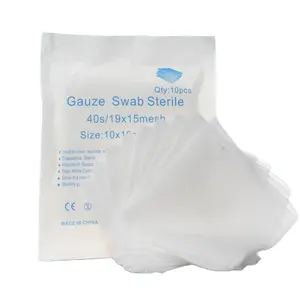 Cotonete de algodão estéril, peça gaze esterilizada médica 2x2 3x3 4x4