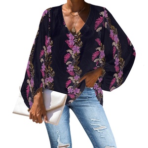 Tunica Estiva da <span class=keywords><strong>Donna</strong></span> con Stampa Tapa Polinesiana, <span class=keywords><strong>Camicia</strong></span> a Maniche Lunghe Plus Size, Blusa Floreale Ampia e Fluida per <span class=keywords><strong>Donna</strong></span> alla Moda - Product Image 6