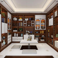 Ensemble de meubles de luxe en bois massif, design moderne et haut de gamme, bibliothèque murale intégrée, bureau gain de place, bureau à domicile