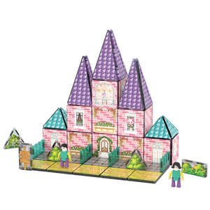 Tema castello rosa blocchi magnetici per bambini educativi castello tema costruzione giocattoli in materiale plastico piastrelle magnetiche - Product Image 1