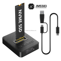 Stasiun Docking SSD M.2 NVMe, Chip JMS583 10Gbps USB 3.2 Gen2 Pembaca M.2 NVMe, USB  A & USB  C 2  dalam  1 Kabel, Penyangga Vertikal