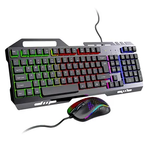 Piastra metallica RGB retroilluminata tastiera da gioco e Mouse maus y teclado Gaming meccanico cablato tastiera e Mouse Combo