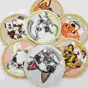 Parches Termoadhesivos con Bordado de Animales Redondos, Lindos, de Perros y Gatos - Product Image 6