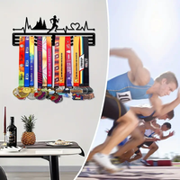Support d'affichage de cintre de médaille de marathon de football noir support de stockage peu encombrant en fer Durable à trois couches