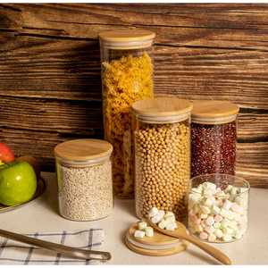 Nhà Sản Xuất Giá Rẻ 500Ml 750Ml 1000Ml Tre Gia Vị Giá Tủ Rỗng Gia Vị Lọ Nhà Thức Ăn Tủ Thực Phẩm Lưu Trữ Jar - Product Image 1