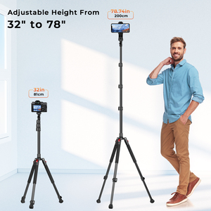 Trépied léger polyvalent AT78 de 78 pouces avec télécommande et <span class=keywords><strong>support</strong></span> pour téléphone, trépied de voyage compact de 768 g, réglable de 32 à 78 pouces - Product Image 4