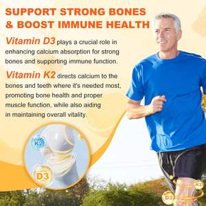 OEM ビタミンD3 K2 グミ（D3 10000IU、K2 200mcg配合）6 in 1 ビタミンDサプリメント（マグネシウム、亜鉛、カルシウム配合、骨と免疫の健康に） - Product Image 5