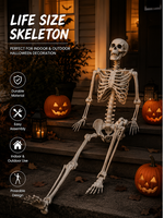 Squelette géant de 240 cm, taille réelle, décoration d'Halloween pour la cour extérieure, décoration de maison hantée