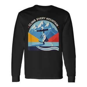 Camiseta de manga larga unisex para adultos con estampado digital de cuello redondo, diseño musical de Climb Every Mountain Alps y el Sonido de la Música del Teatro - Product Image 1