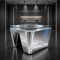 Vitrine de présentation de bijoux en verre de luxe sur mesure avec éclairage LED pour comptoir de kiosque de centre commercial destiné aux magasins de diamants