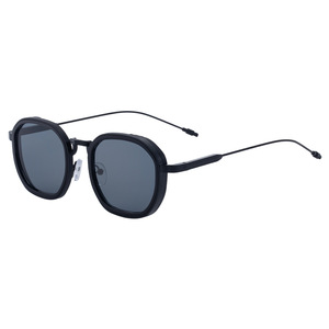 Lunettes de soleil pour homme Hj-7334, monture carrée en métal, style rétro punk noir, protection UV400, classe 2, pare-soleil - Product Image 1