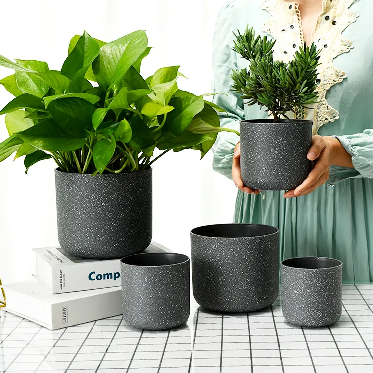 Wholesale Nordic Marble Indoor Garden Decorative Plastic Plant Flower Pots For Plants