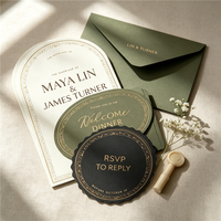 Ensemble de cartes d'invitation de mariage personnalisées avec texture gaufrée et dorure à chaud, avec enveloppe assortie, papeterie de mariage de luxe, carte RSVP