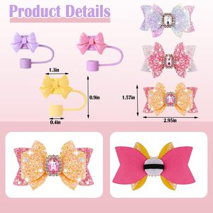 ฝาครอบหลอดดูดซิลิโคนแบบใช้ซ้ำได้ ลายโบว์ผูกโบว์ สำหรับตกแต่งแก้วน้ำ ขนาด 30 และ 40 ออนซ์ - Product Image 5