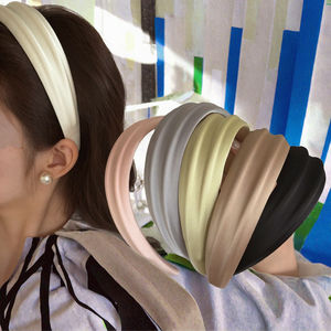 Bandeau en tissu à large bord, couleur crème, style rétro, tendance et très vendu, pour femme, pour le lavage du visage, 14 cm - Product Image 3